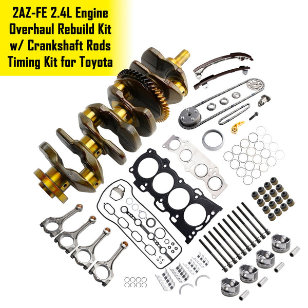 2002-2009 Toyota Camry 2az-Fe 2,4L Kit di ricostruzione del motore con motore con aste dell'albero a gomiti Kit di temporizzazione 13401-28030 generico