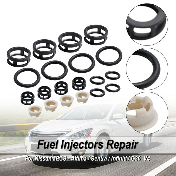 Nissan JECS 4Pcs Side Feed Fuel Injector Repair Kit Filters Seals O-Rings Pintle Caps Generic