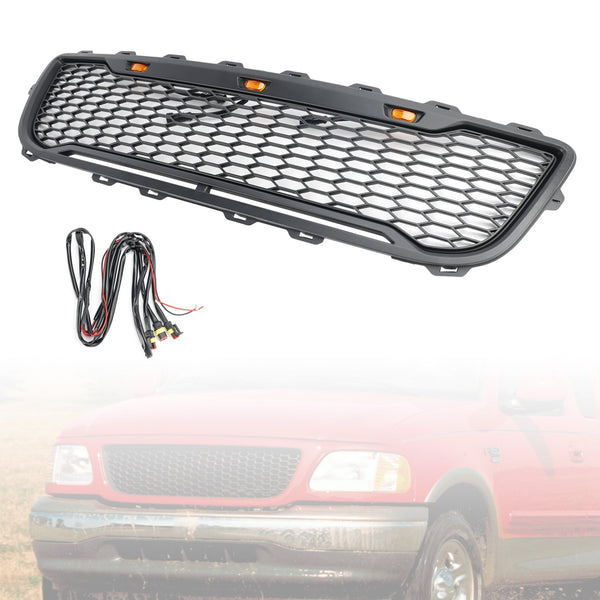 1999-2003 Ford F150 W/ Led Matte Black Front Honeycomb Bumper Grille Grill Generic
