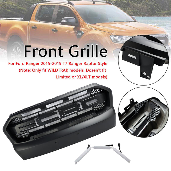 Raptor Style Front Bumper Grill Grille Fit Ford Ranger 2015-2019 T7 W/LED