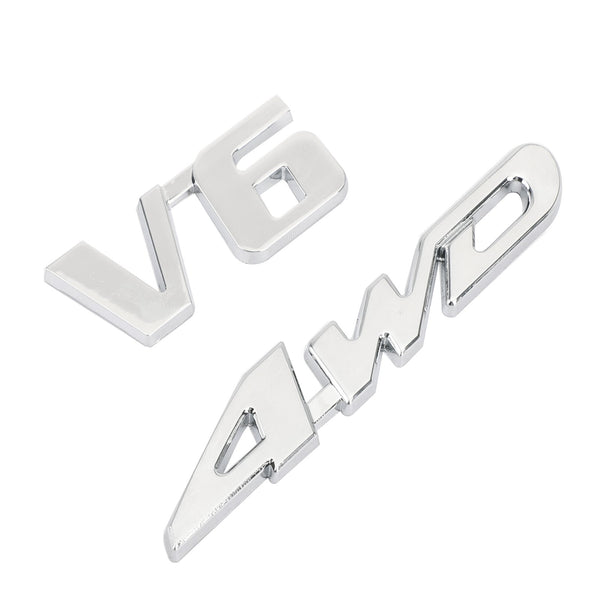 3D krom metall 4WD bil baklucka bakskärm emblem märkesdekal klistermärke 4WD SUV V6