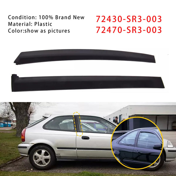 Left&Right Door Garnish Trim Pillar Sash Set SLJ-1173A-BK For Honda Civic 92-95