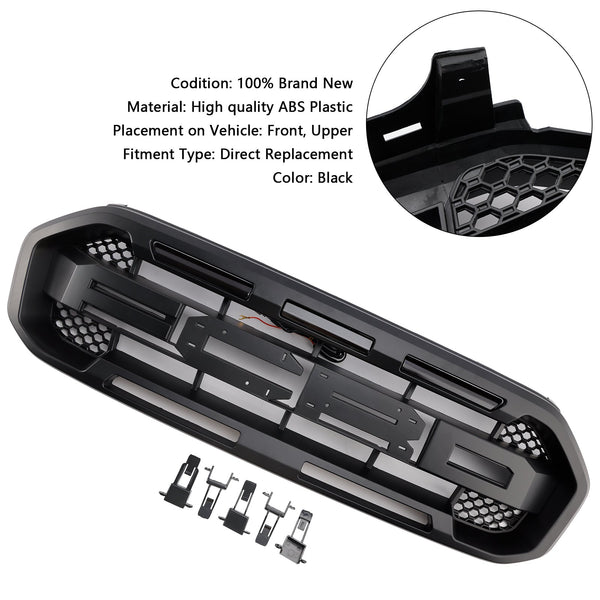 2019-2023 Ford Ranger med LED-lys ingen frontkameraer svart raptor stil fremre støtfanger grillgitter generisk