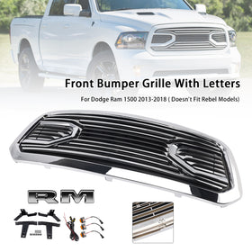 Big Horn Style Front Bumper Grill Grille Fit Dodge Ram 1500 2013-2018 Chrome