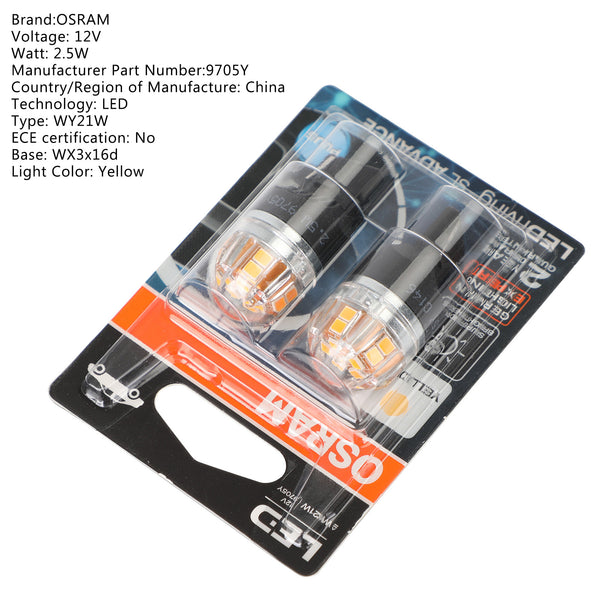 2x For OSRAM 9705Y Car Auxiliary Bulbs LED WY21W 12V2.5W WX3x16d Generic