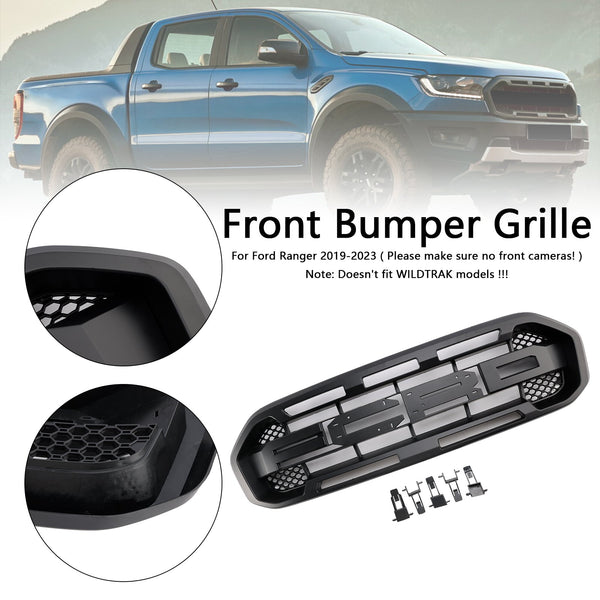 2019-2023 Ford Ranger No Front-kameraer Black Raptor Style Front Bumper Grille Grill Generic