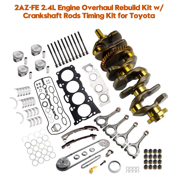 2002-2009 Toyota Camry 2az-Fe 2,4L Kit di ricostruzione del motore con motore con aste dell'albero a gomiti Kit di temporizzazione 13401-28030 generico