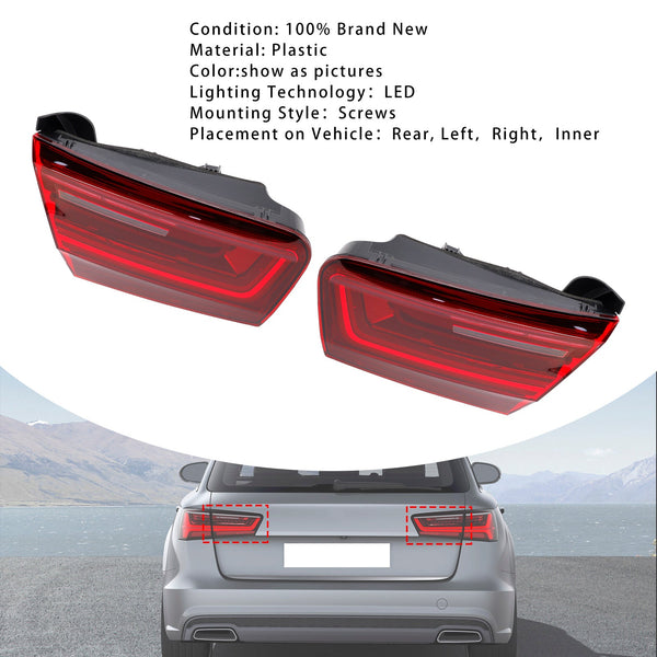 2015-2018 AUDI A6 4G C7 VENSTRE+HØJRE PAR Baglysets indre 4G5945093E 94E Generic