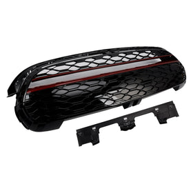 2014-2021 All F55 F56 F57 Model Vehicles GP-Style Gloss Black Red Trim Front Grille 51117337791 51137335527 Generic