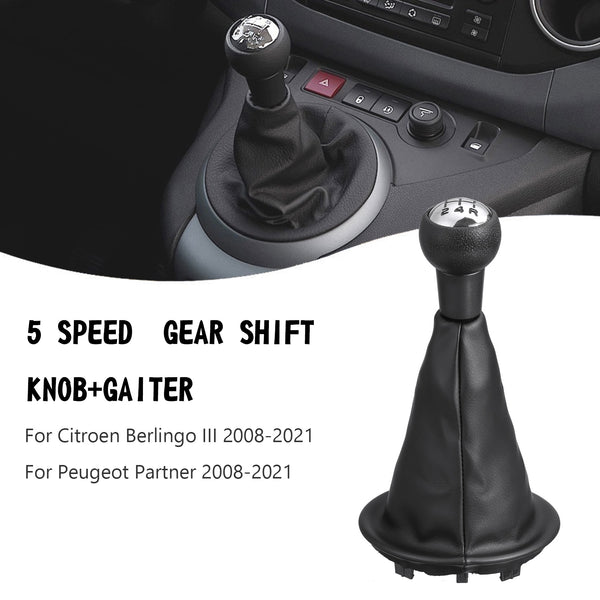 2008-2021 Peugeot Partner 5-växlad växlingsknopp Gear Stick & Gaiter Generic