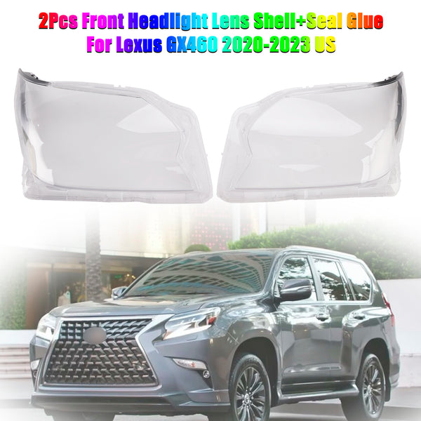 2Pcs Front Headlight Lens Shell+Seal Glue For Lexus GX460 2020-2023 US