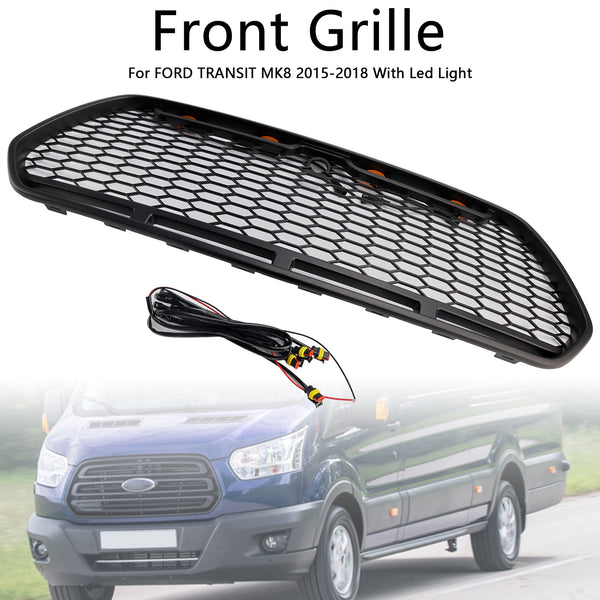 Matt svart frontstøtfangergrill Passer til Ford Transit MK8 2015-2018 Raptor m/LED