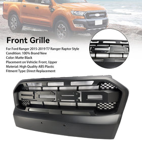 Matt Black Ranger Raptor Style Front Bumper Grill Fit Ford Ranger 2015-2019 T7