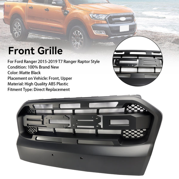 Mattschwarzer Frontstoßstangengrill im Ranger-Raptor-Stil, passend für Ford Ranger 2015–2019 T7
