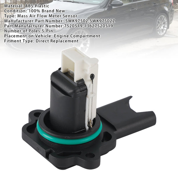 Mass Air Flow Meter Sensor For BMW E60 E61 E63 E64 E87 E90 E91 5WK97502