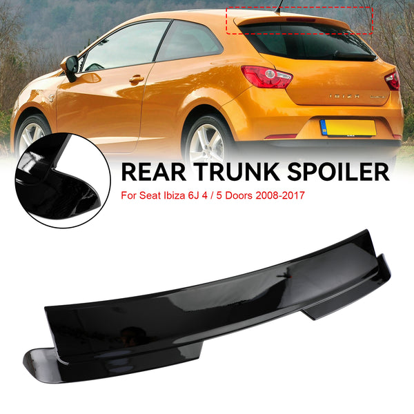 2008-2017 Seat Ibiza 6J 4 portas preto brilhante spoiler de asa traseira genérico