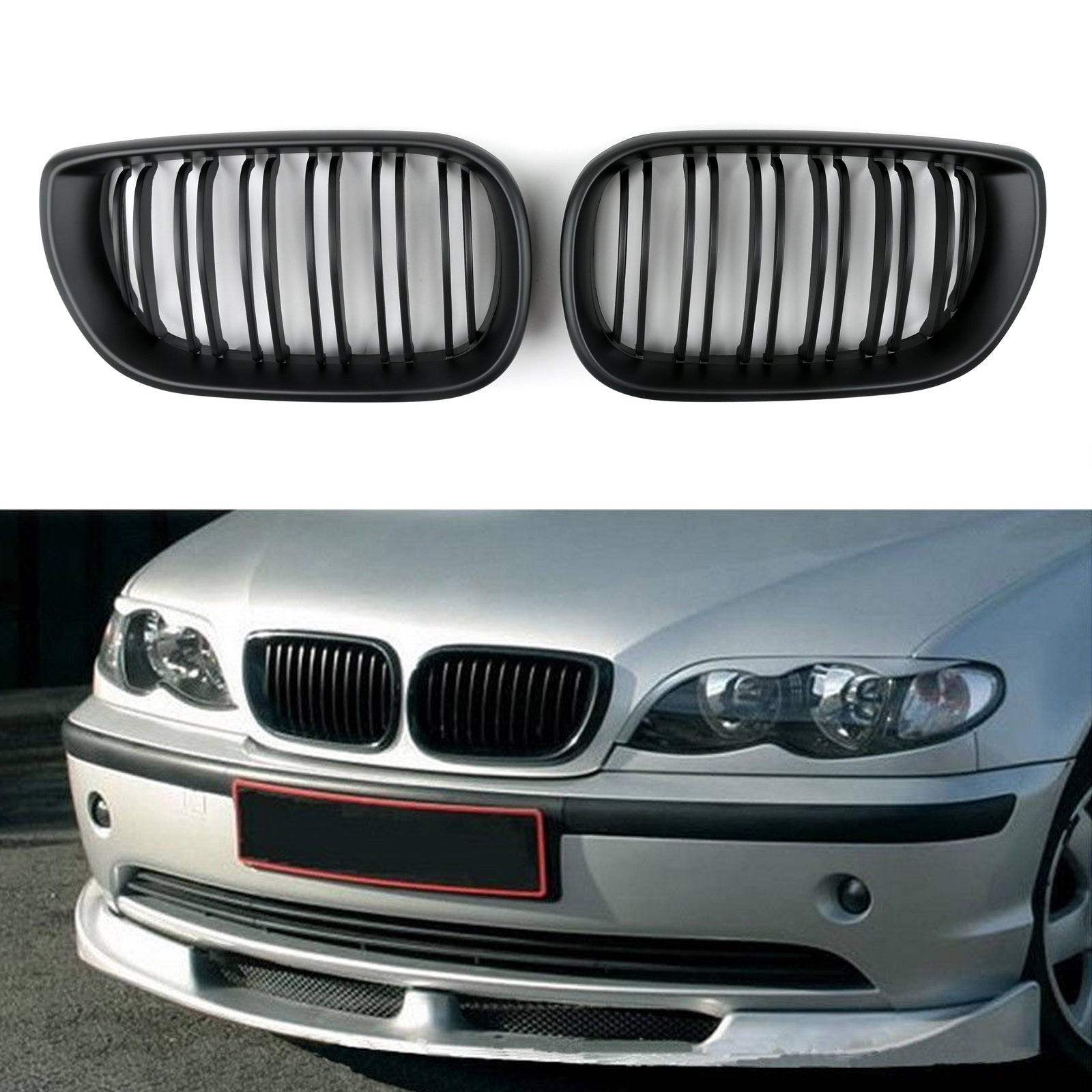 BMW E46 řady 3 4 dveře 2002-2005 Přední kapota Ledvinka Mřížka Gril matná černá