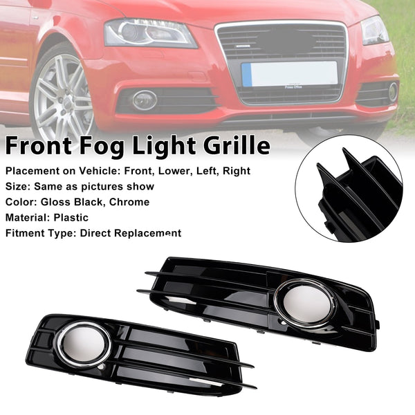 2009–2012 Audi A3 8P S-Line Front Lower Bumper Grille Fog Light Cover Generic