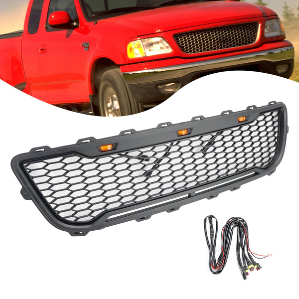 1999-2003 Ford F150 W/ Led Matte Black Front Honeycomb Bumper Grille Grill Generic