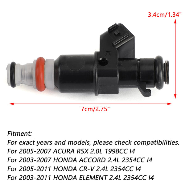2003-2011 HONDA ELEMENT 2.4L 2354CC I4 4PCS Fuel Injectors 16450RAAA01 16450-RAA-A01 Generic