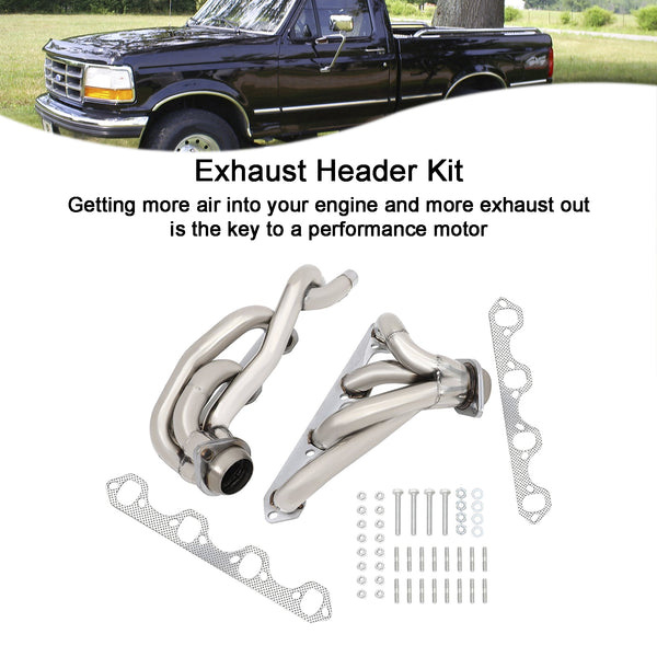 1987-1996 Ford F150/F250/Bronco 5.8L T-304 Shorty Exhaust Headers Manifold