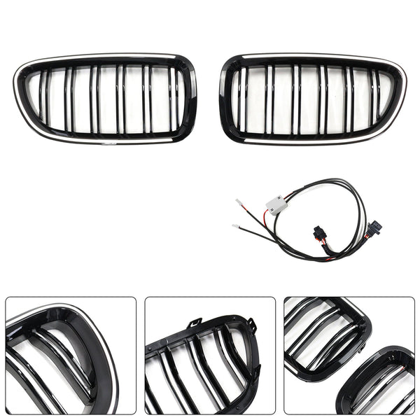 01.2009-10.2016 BMW 5-serie F10 Nyrestøtfangergrill Grill glans sort 51137203649 51137203650 Generisk
