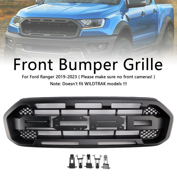 2019-2023 Ford Ranger No Front-kameraer Black Raptor Style Front Bumper Grille Grill Generic