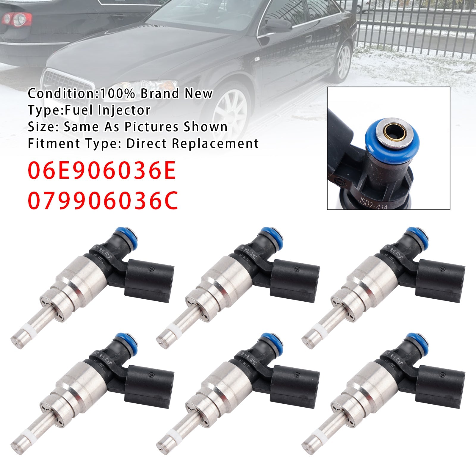 6 pezzi iniettore di carburante per Audi A4 A5 A6 Q5 3.2L V6 06E906036E 079906036C