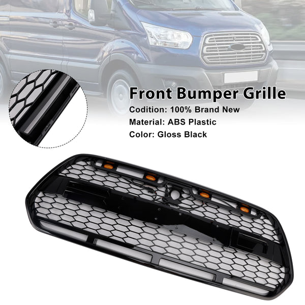 Gloss Black Front Bumper Grille Grill Fit Ford Transit MK8 2015-2018 Raptor W/LED