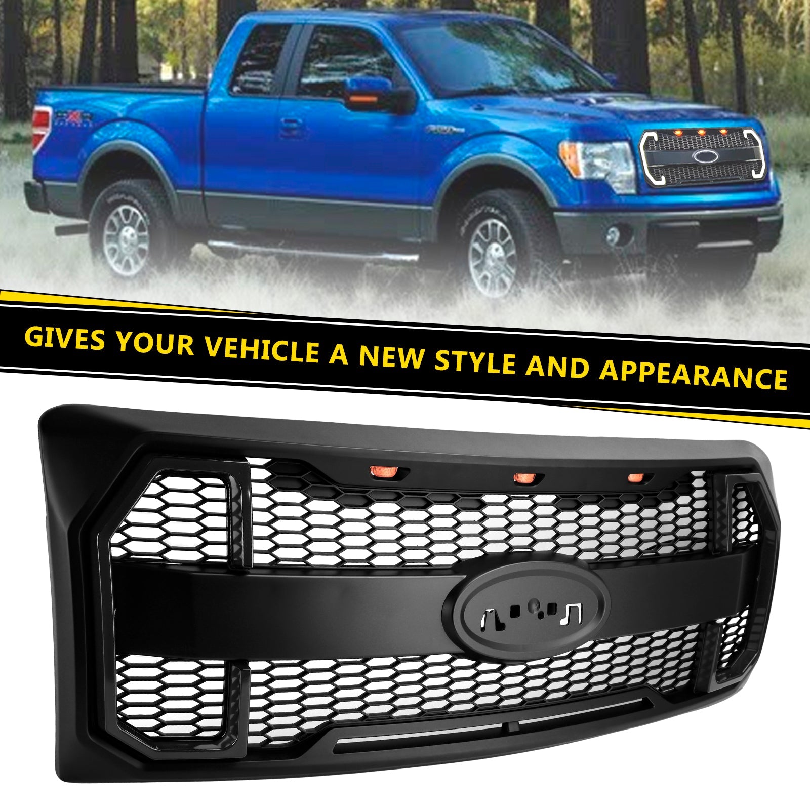 2009–2014 Ford F150 mattschwarzer Raptor-Stil Frontstoßstangengrill, generisch