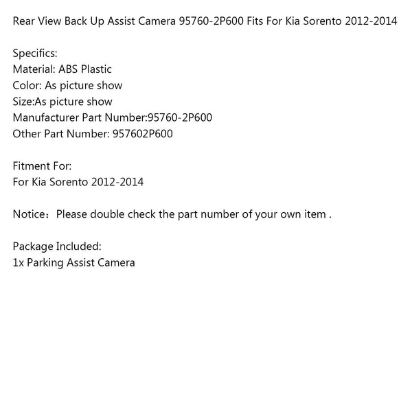 2012-2014 Kia ​​Sorento Rückfahrkamera Einparkhilfe 95760-2P600 Generisch