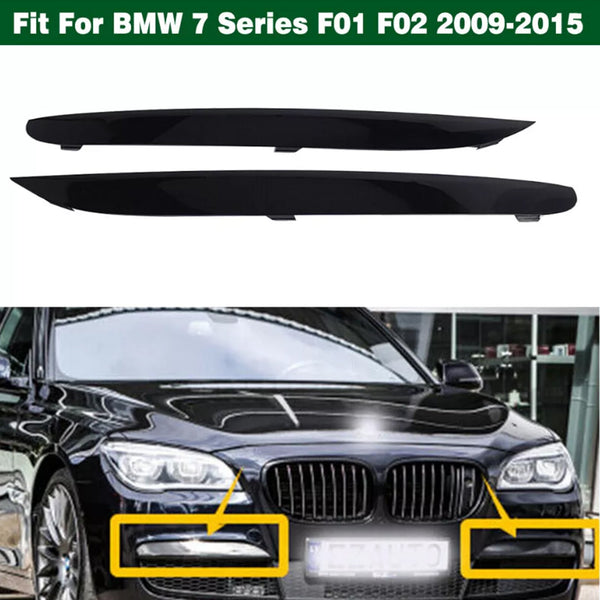 2009-2015 BMW 7 Series F01 F02 2x Front M Sport Bumper Moulding Trims 51118047727 51118047728 Generic