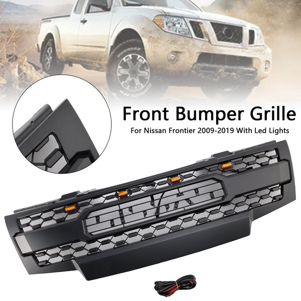 2009-2019 Nissan Frontier com luzes LED Grill Black Grill Grill Genic