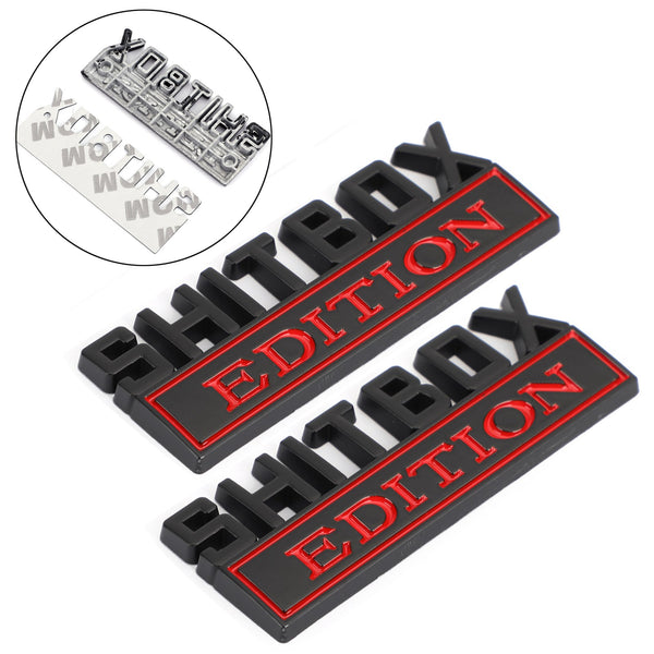 2 st Shitbox Edition Emblem Decal Badges Stickers Voor Ford Chevy Auto Vrachtwagen #D