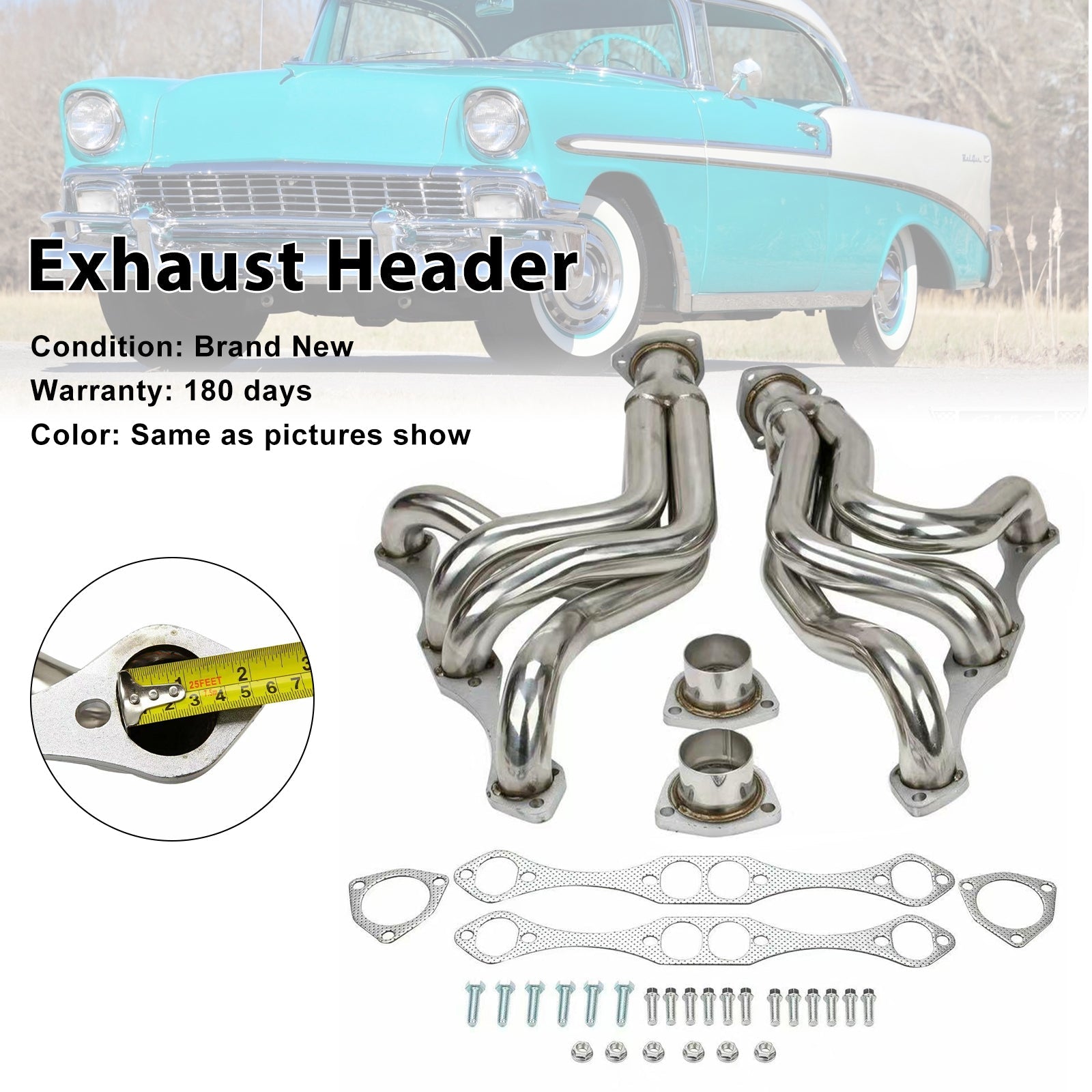 Chevy Car 150 210 Bel Air 1955-1957 Small Block Avgasgrenrör Header