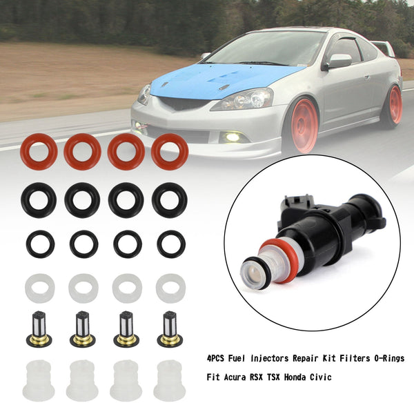 2005-2011 Honda CR-V 4PCS Fuel Injectors Repair Kit Filters O-Rings 16450RAAA01 16450-RAA-A01 Generic
