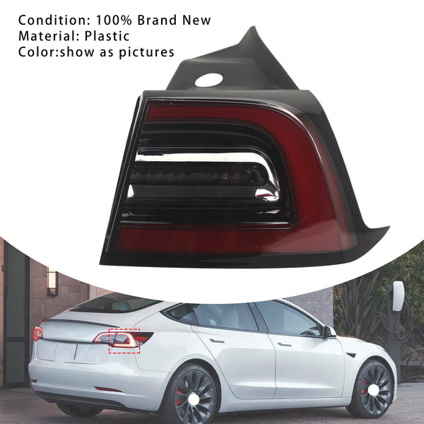 2017-2023 Tesla Model 3 Højre bageste baglygter LED-lys Yder 1077398-00 Generisk
