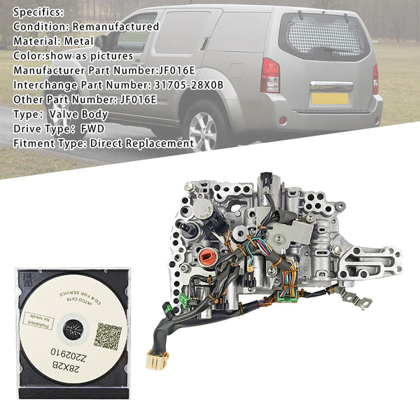 2012–2019 Nissan Sentra NV 200 X-Trail 2,5 l CVT-Getriebeventilkörper mit Magnetventilen JF016E Generisch