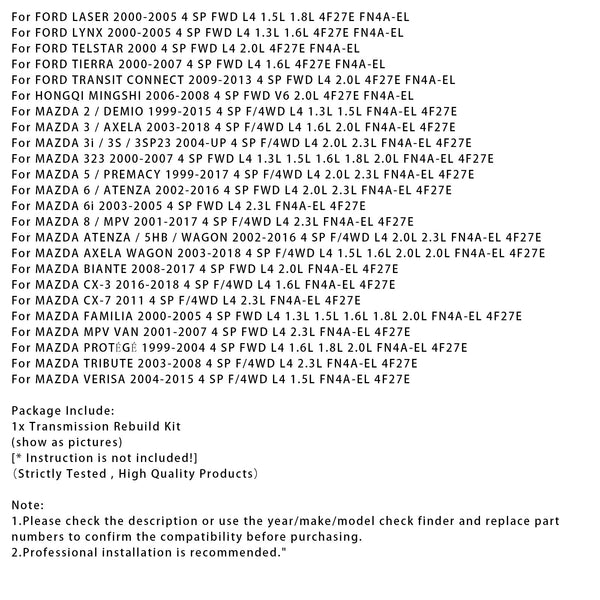 FN4A-EL 4F27E Transmission Banner Rebuild Kit 99-UP W/Pistons For MAZDA 3