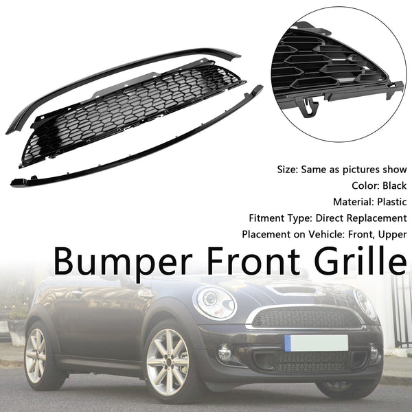 2007-2013 Mini R56 Cooper S & JCW 3-dörrars Hatchback 3st Glanssvart Front Grill Grill Generic