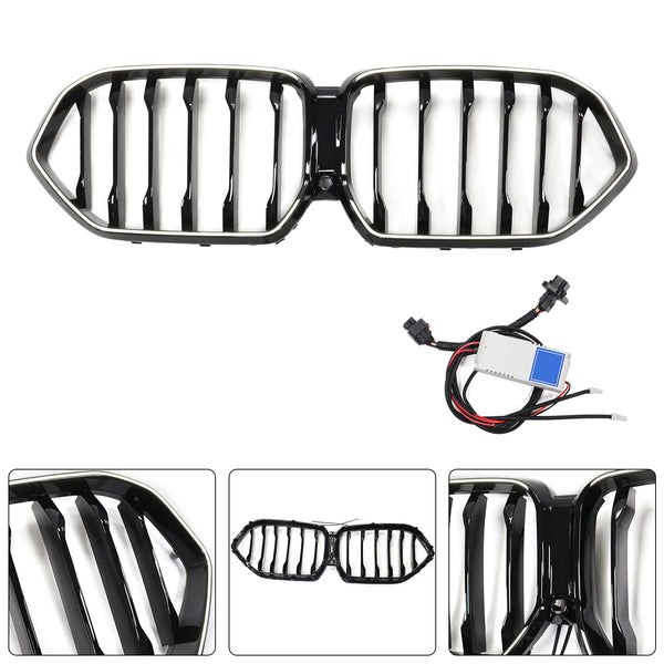 2020-2022 BMW x6 G06 M50I Svart front støtfanger grill grill m/kamera hull generisk
