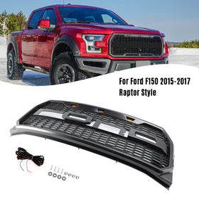 ABS Front Bumper Grill Grille Fit Ford F150 2015-2017 Raptor Style W/ LED