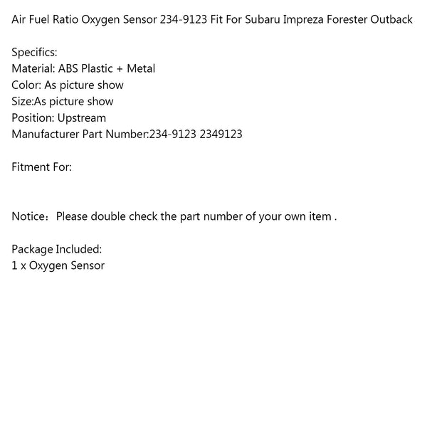 Subaru Impreza Forester Outback Air Fuel Ratio Oxygen Sensor 2349123 Generic