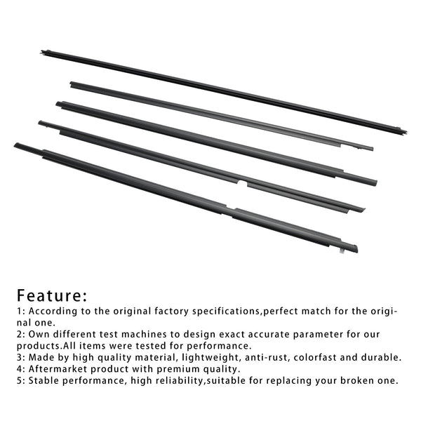 2003-2009 Toyota 4Runner 5Pcs Door Belt Molding Weatherstrips 68161-35060 68163-35030 Generic