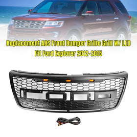 Front Upper Bumper Grill Grille Fit Ford Explorer 2012-2015 With Lights Grey