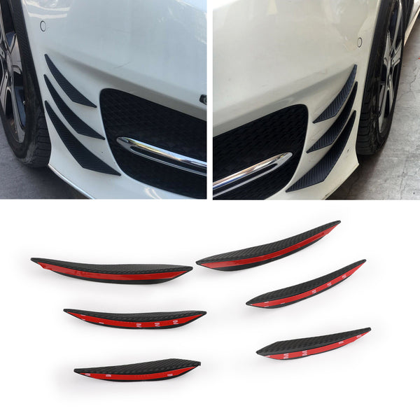 6PCS Universal Carbon Fiber Car přední nárazníkové ploutve spoiler kanály Refit Kit