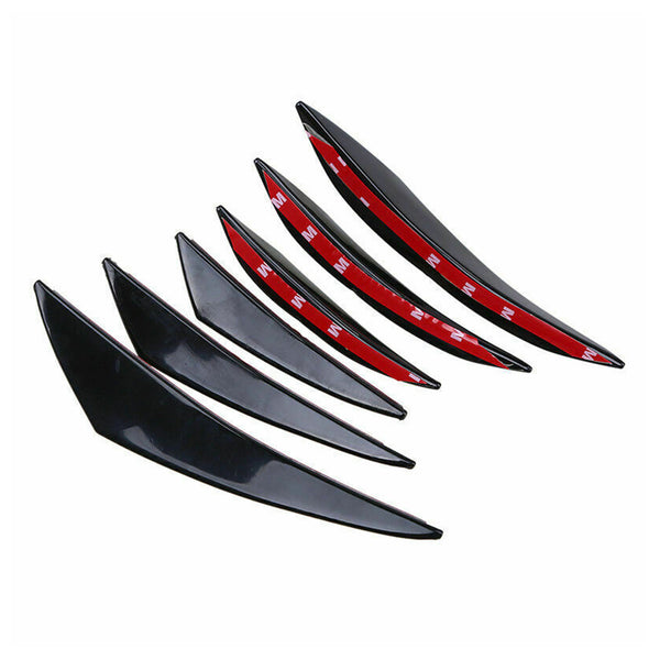 6PCS Universal Gloss Black Car/Auto Front Bumper Fins Spoiler Canards Refit