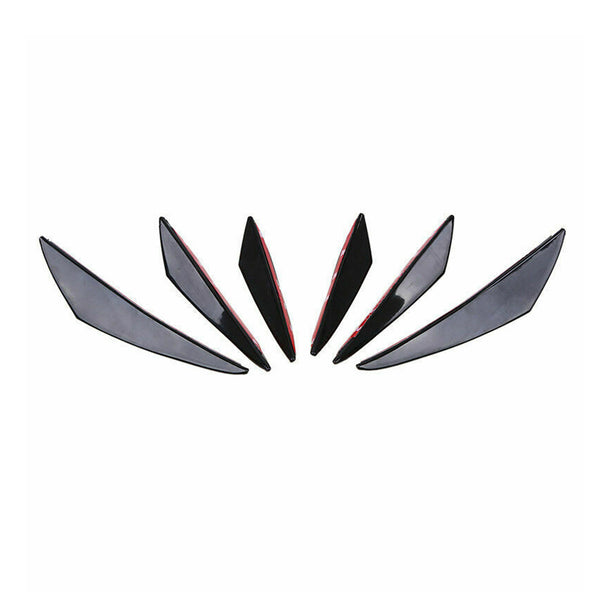 6PCS Universal Gloss Black Car/Auto Front Bumper Fins Spoiler Canards Refit