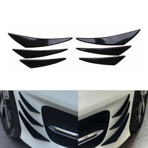 6PCS Universal Gloss Black Car/Auto Front Bumper Fins Spoiler Canards Refit
