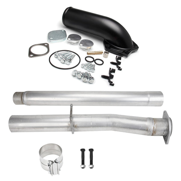 Kit de suppression de tuyau d'échappement et de vanne EGR de 4 pouces + coude d'admission moulé sous pression pour Ford F250 F350 F450 F550 Powercourse Diesel 6,4 l générique de 2008 à 2010